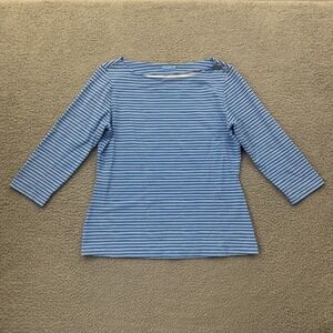 J. McLaughlin Catalina Cloth Top Blue Striped Coastal Preppy Women's Medium